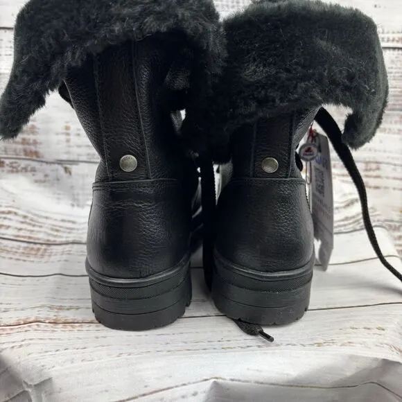 Pajar Alora Boots Waterproof Leather Mid Calf Lace Up Black Size 9-9.5US 40EU