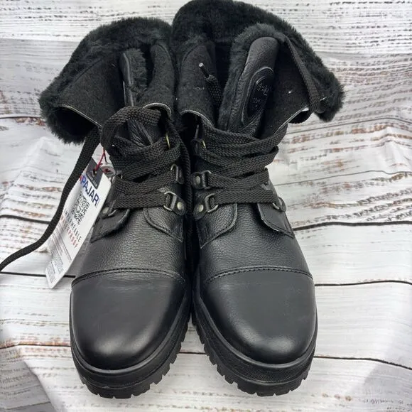 Pajar Alora Boots Waterproof Leather Mid Calf Lace Up Black Size 9-9.5US 40EU