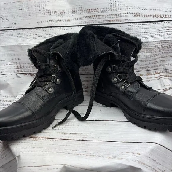 Pajar Alora Boots Waterproof Leather Mid Calf Lace Up Black Size 9-9.5US 40EU