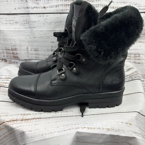 Pajar Alora Boots Waterproof Leather Mid Calf Lace Up Black Size 9-9.5US 40EU