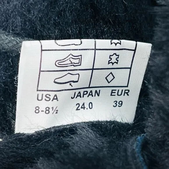 PAJAR CANADA CARMELA BLACK LEATHER GENUINE SHEARLING LINED SNEAKERS / MULES🆕