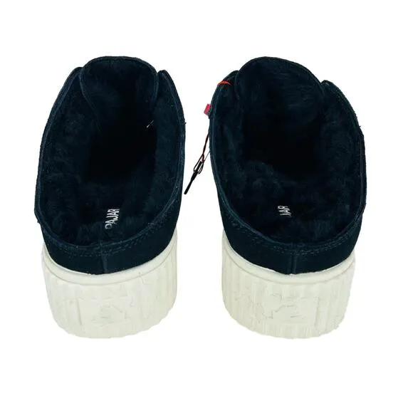 PAJAR CANADA CARMELA BLACK LEATHER GENUINE SHEARLING LINED SNEAKERS / MULES🆕