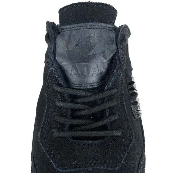 PAJAR CANADA CARMELA BLACK LEATHER GENUINE SHEARLING LINED SNEAKERS / MULES🆕