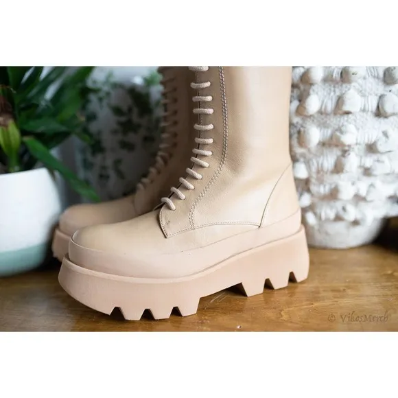 PALOMA BARCELÓ Cairo Platform Boots In Nocciola 36