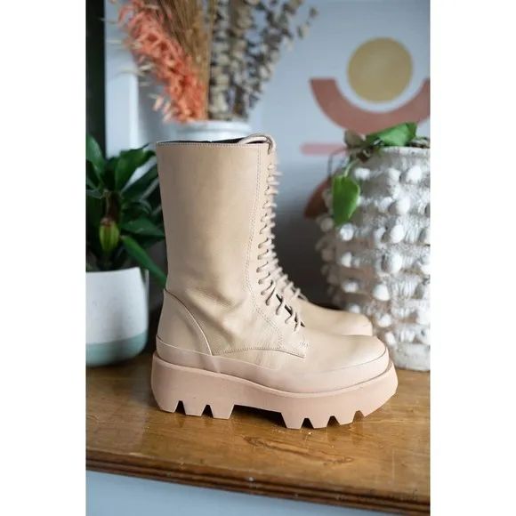 PALOMA BARCELÓ Cairo Platform Boots In Nocciola 36