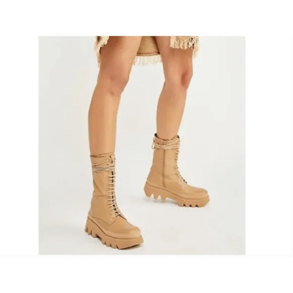 PALOMA BARCELÓ Cairo Platform Boots In Nocciola 36