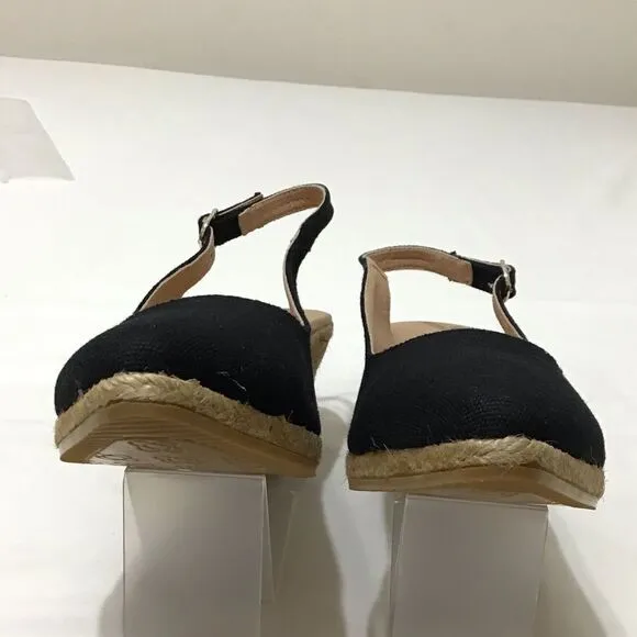 Palomera Black Canvas Espadrille Wedges Size 41