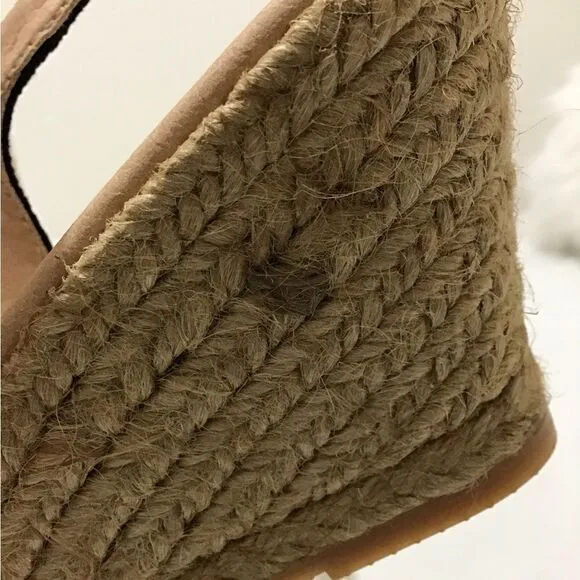 Palomera Black Canvas Espadrille Wedges Size 41