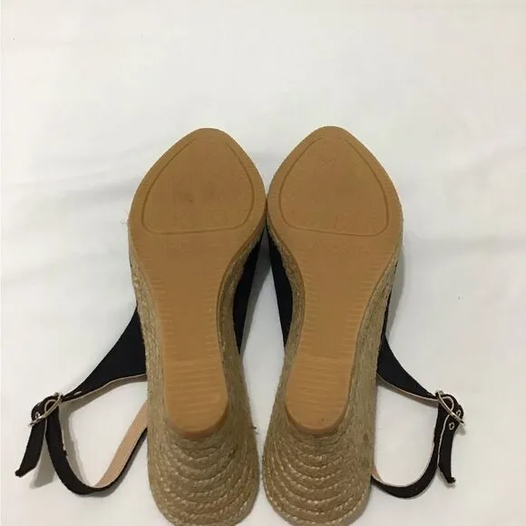 Palomera Black Canvas Espadrille Wedges Size 41