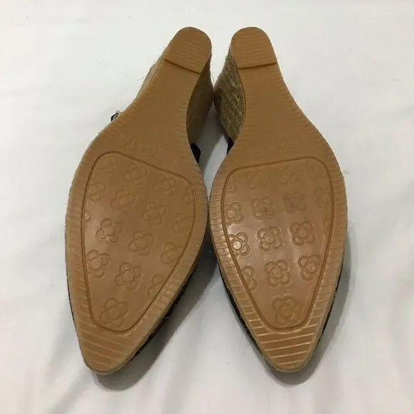 Palomera Black Canvas Espadrille Wedges Size 41