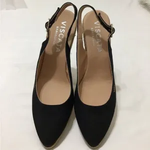 Palomera Black Canvas Espadrille Wedges Size 41