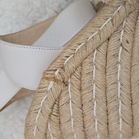 Palomitas by Paloma Barcelo, Eva Leather Wedge Sandals, Ivory White/Tan, Size 39