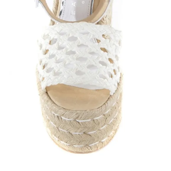 Palomitas by Paloma Barcelo, Eva Leather Wedge Sandals, Ivory White/Tan, Size 39