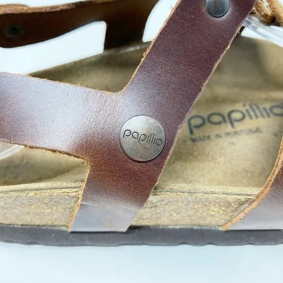 Papillio Brown Leather Cleo Sandals Women's Size EU 41 Lace Up Made in Portugal