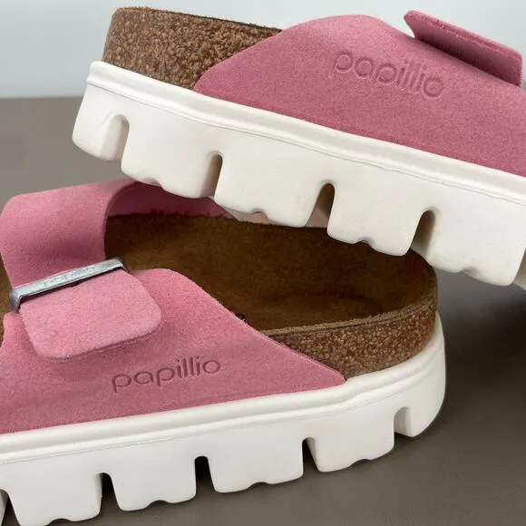 Papillio by Birkenstock Arizona Chunky Platform Sandals Candy Pink Suede EU 39