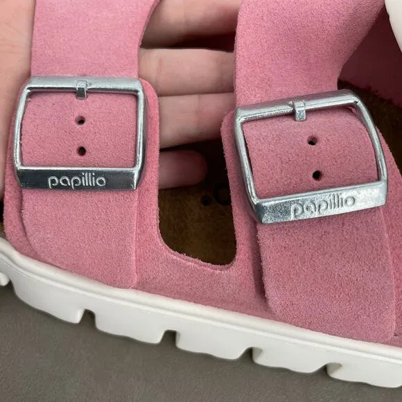 Papillio by Birkenstock Arizona Chunky Platform Sandals Candy Pink Suede EU 39