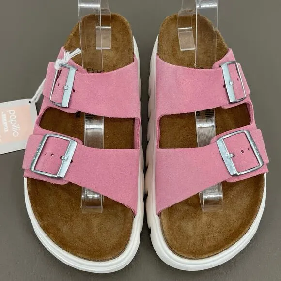 Papillio by Birkenstock Arizona Chunky Platform Sandals Candy Pink Suede EU 39
