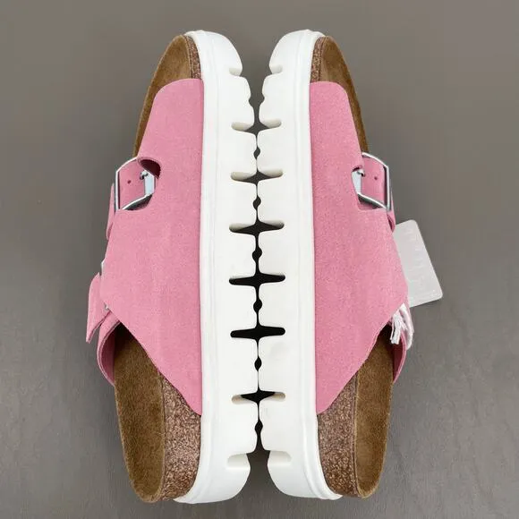 Papillio by Birkenstock Arizona Chunky Platform Sandals Candy Pink Suede EU 39