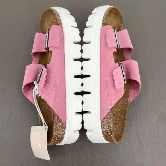 Papillio by Birkenstock Arizona Chunky Platform Sandals Candy Pink Suede EU 39