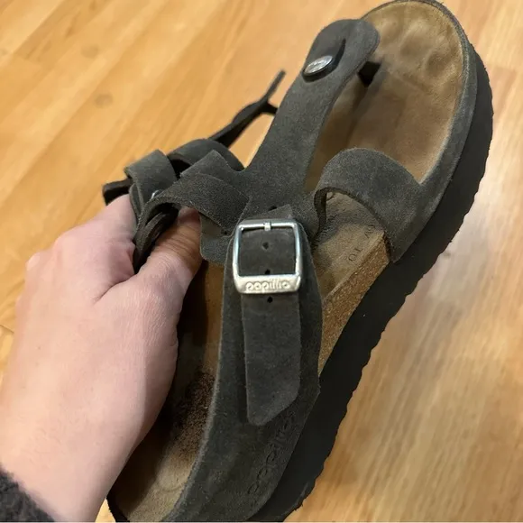 Papillio by Birkenstock slate gray wedge platform sandal size 37 summer