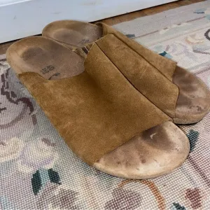 Papillo Birkenstock Tan Suede Wedge Sandals 40 narrow