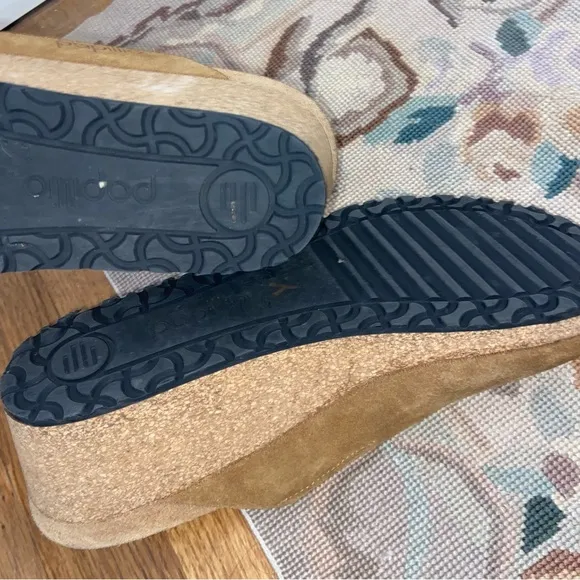 Papillo Birkenstock Tan Suede Wedge Sandals 40 narrow