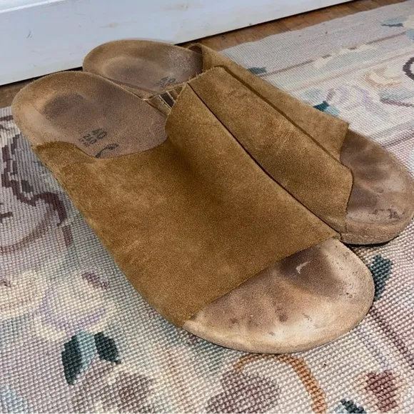 Papillo Birkenstock Tan Suede Wedge Sandals 40 narrow
