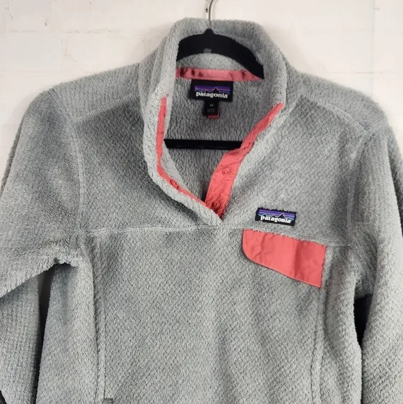 Patagonia Re-Tool Snap-T Pullover Tailored Grey/Nickel X-Dye/Aurea Pink XS (2-4)