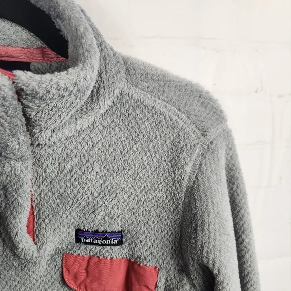 Patagonia Re-Tool Snap-T Pullover Tailored Grey/Nickel X-Dye/Aurea Pink XS (2-4)