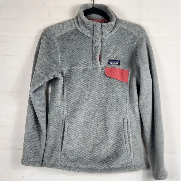 Patagonia Re-Tool Snap-T Pullover Tailored Grey/Nickel X-Dye/Aurea Pink XS (2-4)