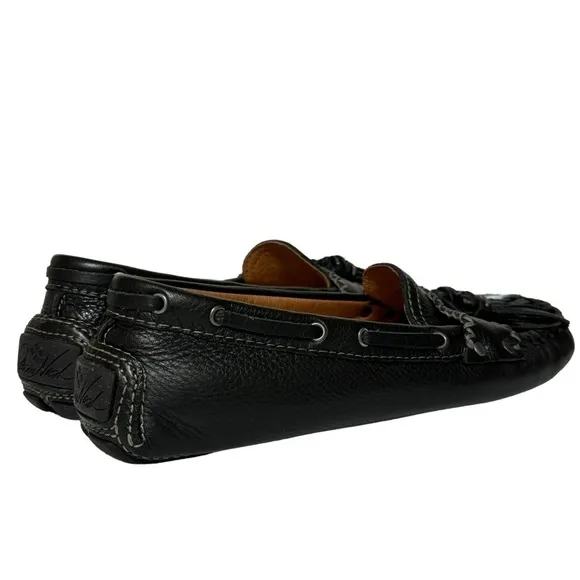 Patricia Nash Domenica Black Italian Leather Driving Mocs Loafers Tassel Sz 8.5