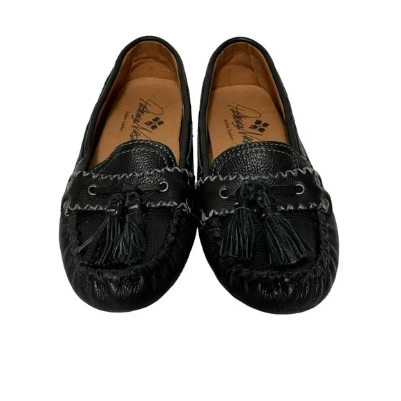 Patricia Nash Domenica Black Italian Leather Driving Mocs Loafers Tassel Sz 8.5