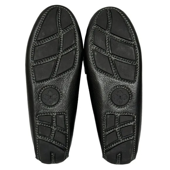 Patricia Nash Domenica Black Italian Leather Driving Mocs Loafers Tassel Sz 8.5