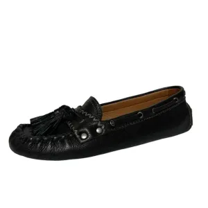Patricia Nash Domenica Black Italian Leather Driving Mocs Loafers Tassel Sz 8.5