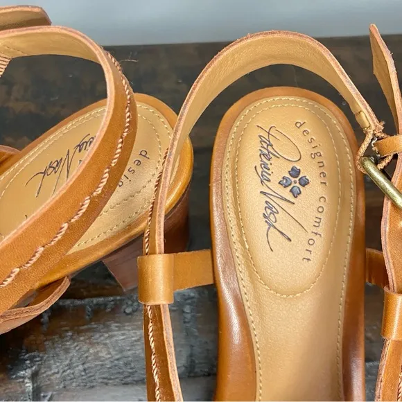 Patricia Nash Ornelia Sandals NEW Brown Leather Block Heel Criss Cross Size 9.5