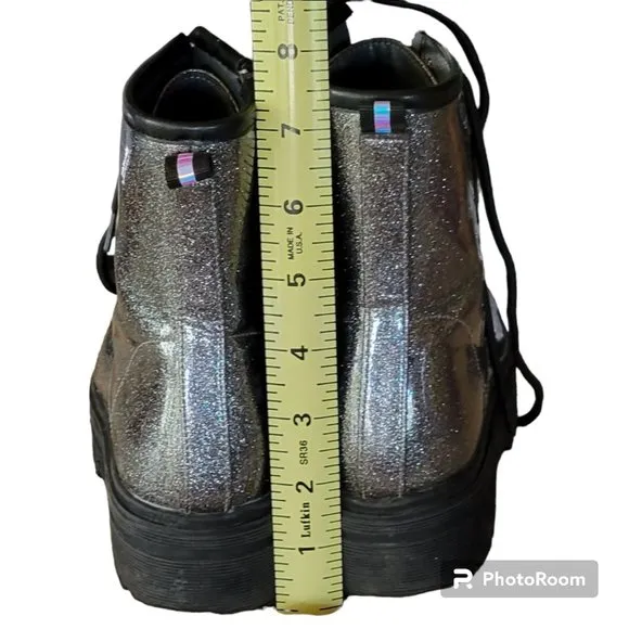 Patrizia Poweress Chunky Platform Gunmetal Metallic Combat Boots EU 36/US 6
