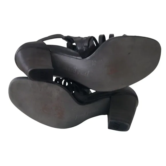 Paul Green Christy Strappy Black Leather Gladiator Sandals Heel UK 5.5/US 8 $338
