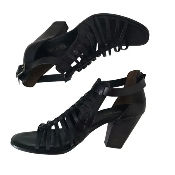 Paul Green Christy Strappy Black Leather Gladiator Sandals Heel UK 5.5/US 8 $338