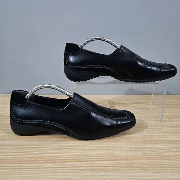 Paul Green Loafer Lucy Slip On Womens Black Leather Suede UK Size 6.5