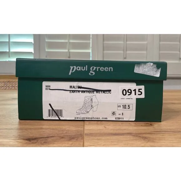 Paul Green Malibu Sliced Double Zip Bootie Nubuck Antique Metallic Size 10.5 NIB