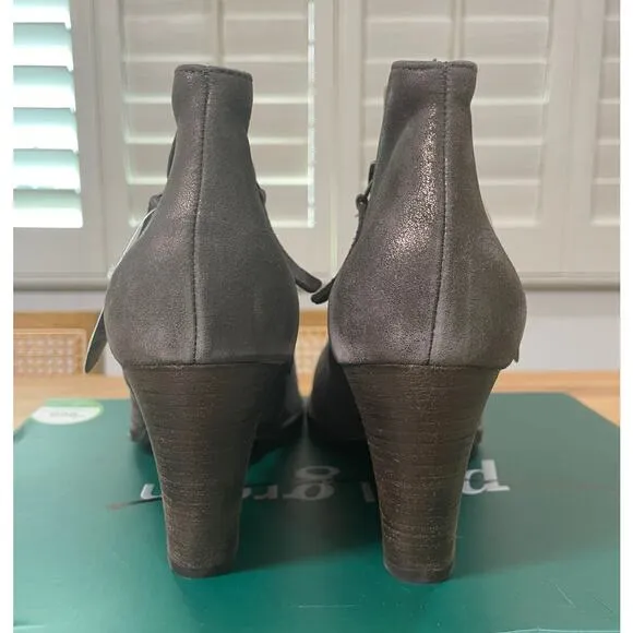 Paul Green Malibu Sliced Double Zip Bootie Nubuck Antique Metallic Size 10.5 NIB