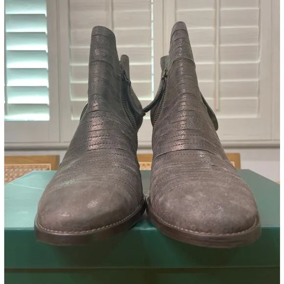Paul Green Malibu Sliced Double Zip Bootie Nubuck Antique Metallic Size 10.5 NIB