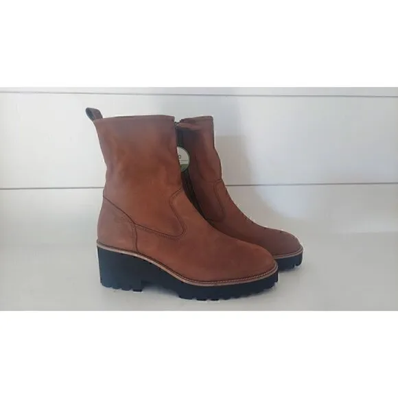Paul Green NEWBURY Suede Wedge Boots BROWN PLATFORM CHUNKY/NWOB, Size 5.5
