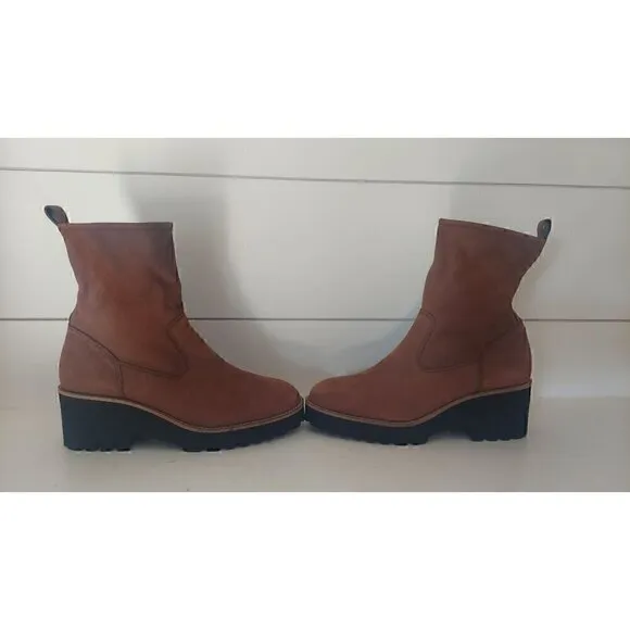 Paul Green NEWBURY Suede Wedge Boots BROWN PLATFORM CHUNKY/NWOB, Size 5.5