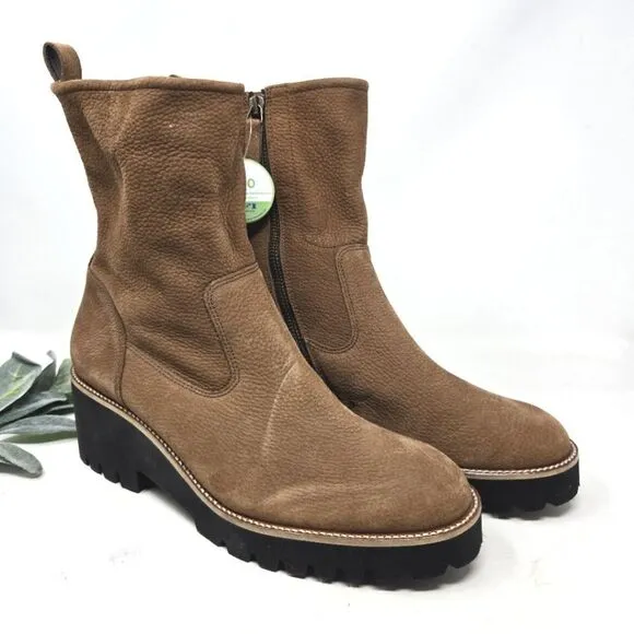 PAUL GREEN Newbury Suede Leather Wedge Boots Chunky Platform Size 8 UK