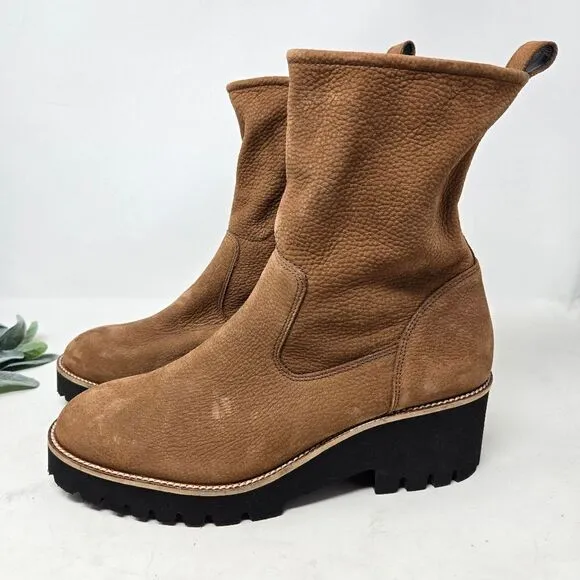 PAUL GREEN Newbury Suede Leather Wedge Boots Chunky Platform Size 8 UK