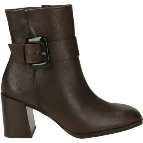 Paul Green Nirvana Pebbled Leather Buckle Detail Chunky Heel Boots AUS 8 US 10.5