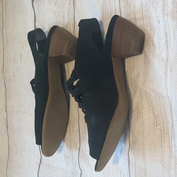 Paul Green Sling Back Black Nubuck Sandals Size 6
