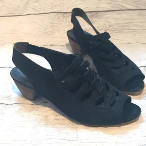 Paul Green Sling Back Black Nubuck Sandals Size 6