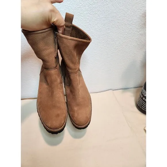 Paul Green Tan Leather Platform Ankle Boots Size 6.5 Made in Austria